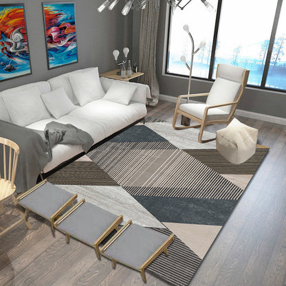 Einzigartiger mehrfarbiger gestreifter Teppich mit geometrischem Druck aus Polyester Moderner Teppich Haustierfreundlicher rutschfester Rücken Teppich für das Schlafzimmer