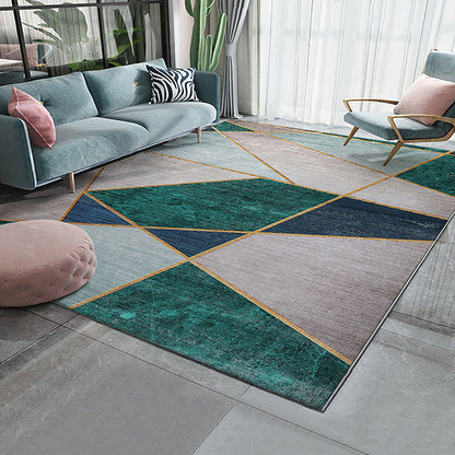 Einzigartiger mehrfarbiger gestreifter Teppich mit geometrischem Druck aus Polyester Moderner Teppich Haustierfreundlicher rutschfester Rücken Teppich für das Schlafzimmer