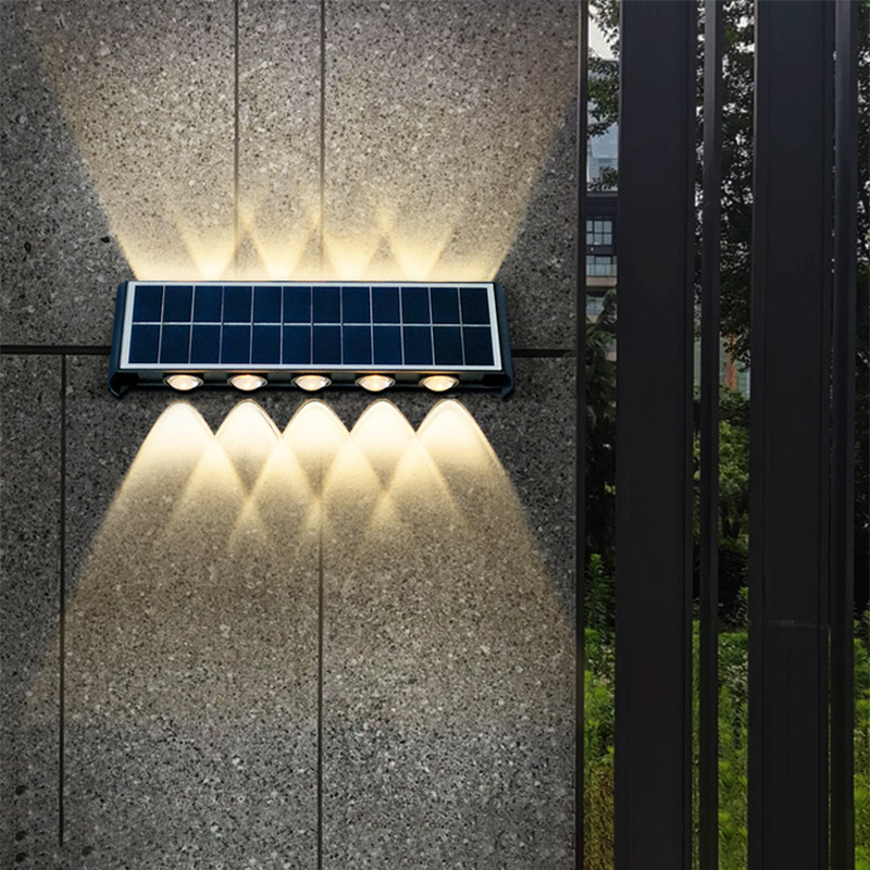 Moderne Einfachheit Solar wasserdichte rechteckige ABS PMMA LED Wandleuchte Lampe für Outdoor-Terrasse
