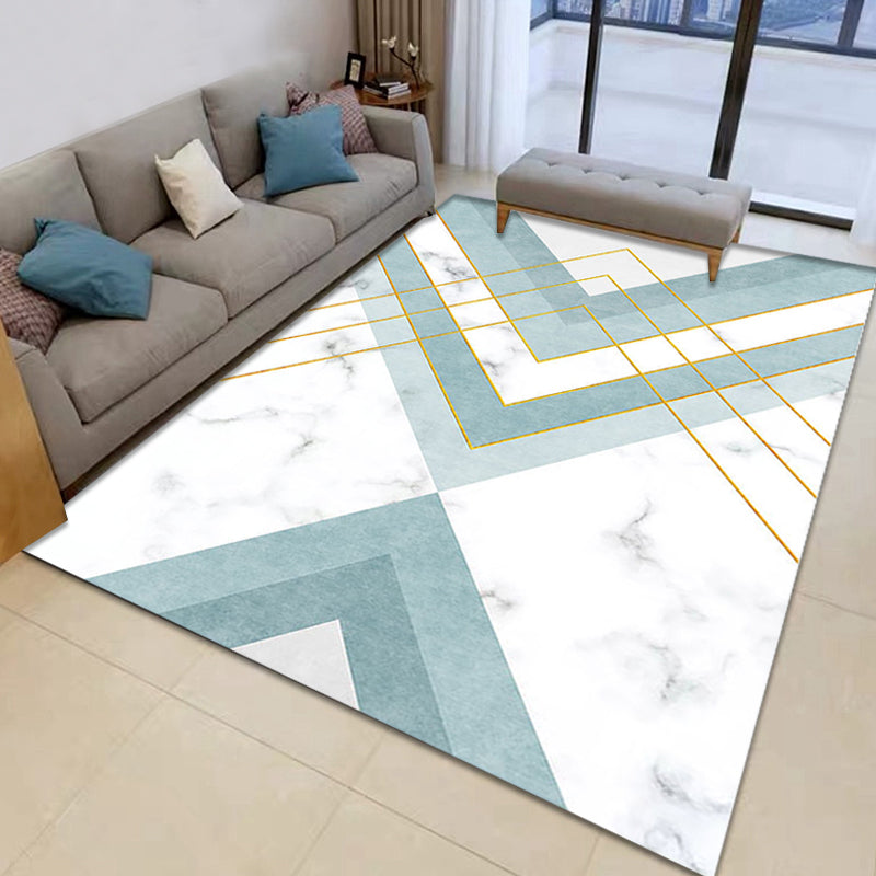 Nordic Geometrisches Muster Teppich Grün und Pink Polyester Teppich Waschbar Haustierfreundlich Rutschfester Teppich für das Wohnzimmer