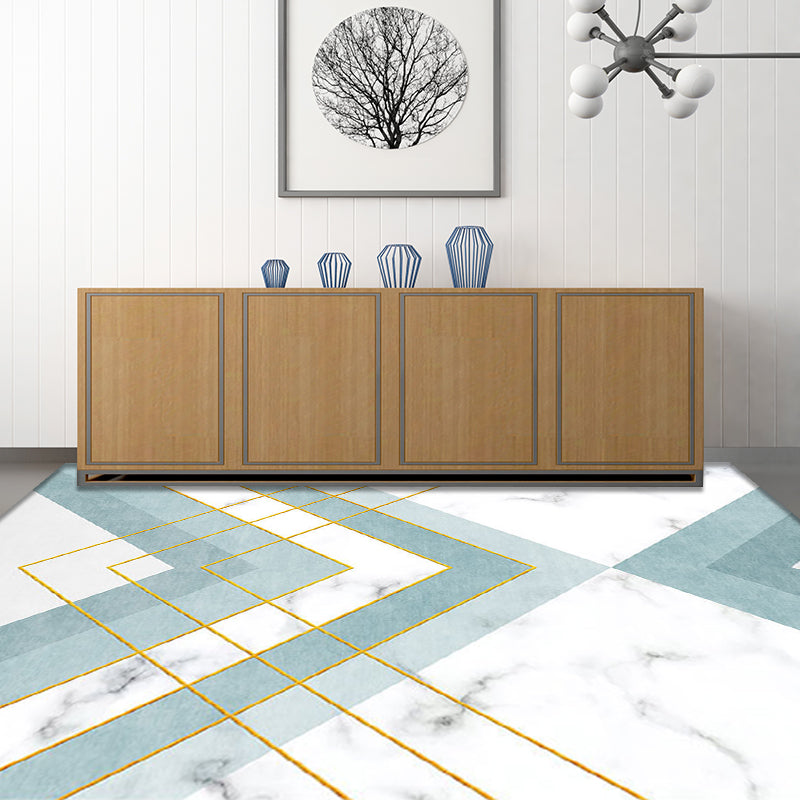Nordic Geometrisches Muster Teppich Grün und Pink Polyester Teppich Waschbar Haustierfreundlich Rutschfester Teppich für das Wohnzimmer