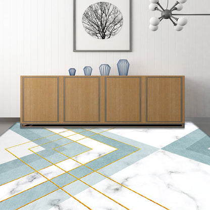 Nordic Geometrisches Muster Teppich Grün und Pink Polyester Teppich Waschbar Haustierfreundlich Rutschfester Teppich für das Wohnzimmer