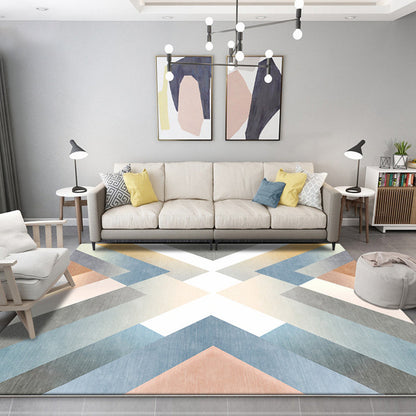 Mehrfarbiger zeitgenössischer Teppich aus Polyester mit geometrischem Muster, haustierfreundlich, waschbar, rutschfeste Unterlage, Teppich für das Wohnzimmer