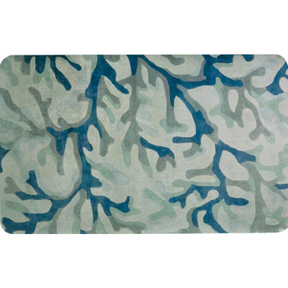 Blauer Modernismus Teppich Polyester Zweig Muster Teppich Tierfreundlich Maschinenwaschbar Rutschfeste Unterlage Teppich für Dekoration