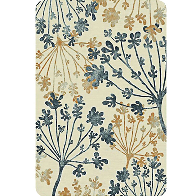 Moderner Teppich mit Blattmuster Grün und Beige Polyester Teppich Waschbar Tierfreundlich Rutschfester Teppich für das Wohnzimmer