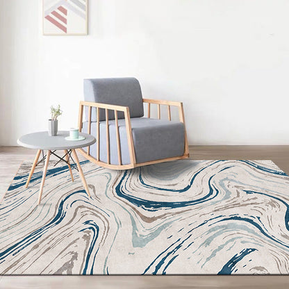 Stylischer Modernismus Teppich Mehrfarbig Aquarell- und Wirbelstreifen-Muster Teppich Haustierfreundlich Rutschfest Waschbarer Teppich zur Dekoration