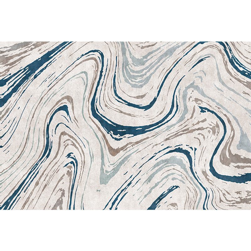 Stylischer Modernismus Teppich Mehrfarbig Aquarell- und Wirbelstreifen-Muster Teppich Haustierfreundlich Rutschfest Waschbarer Teppich zur Dekoration