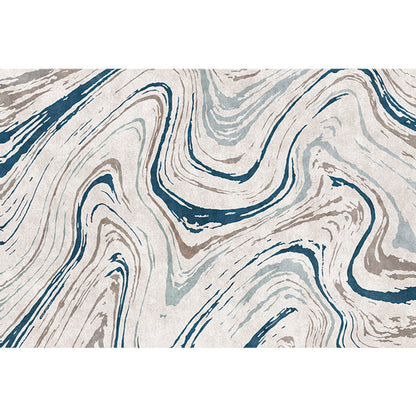 Stylischer Modernismus Teppich Mehrfarbig Aquarell- und Wirbelstreifen-Muster Teppich Haustierfreundlich Rutschfest Waschbarer Teppich zur Dekoration
