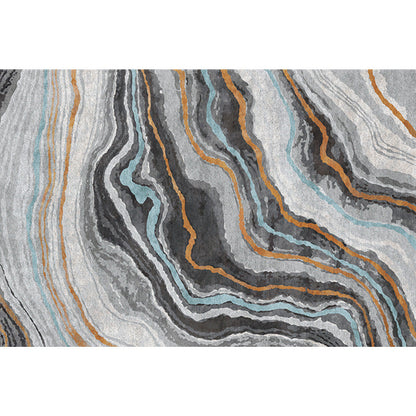 Stylischer Modernismus Teppich Mehrfarbig Aquarell- und Wirbelstreifen-Muster Teppich Haustierfreundlich Rutschfest Waschbarer Teppich zur Dekoration