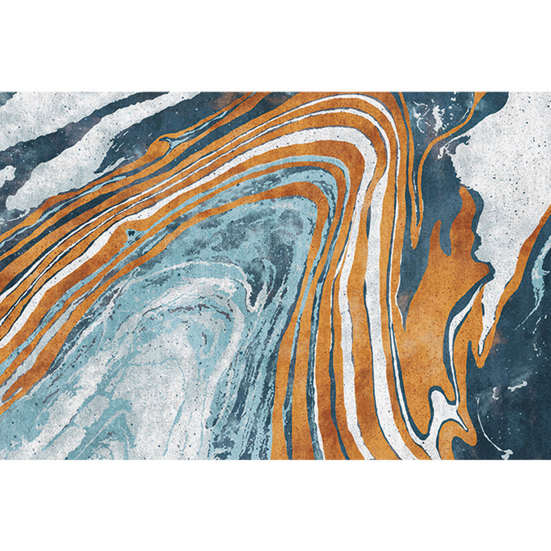 Stylischer Modernismus Teppich Mehrfarbig Aquarell- und Wirbelstreifen-Muster Teppich Haustierfreundlich Rutschfest Waschbarer Teppich zur Dekoration