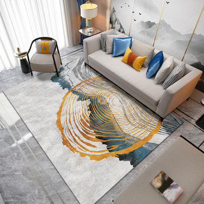 Stylischer Modernismus Teppich Mehrfarbig Aquarell- und Wirbelstreifen-Muster Teppich Haustierfreundlich Rutschfest Waschbarer Teppich zur Dekoration