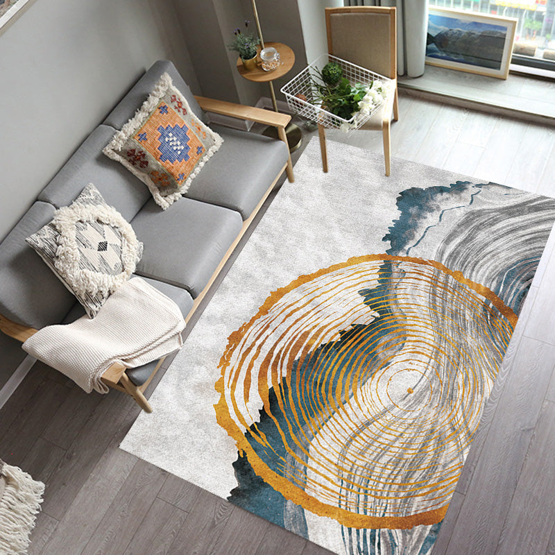 Stylischer Modernismus Teppich Mehrfarbig Aquarell- und Wirbelstreifen-Muster Teppich Haustierfreundlich Rutschfest Waschbarer Teppich zur Dekoration