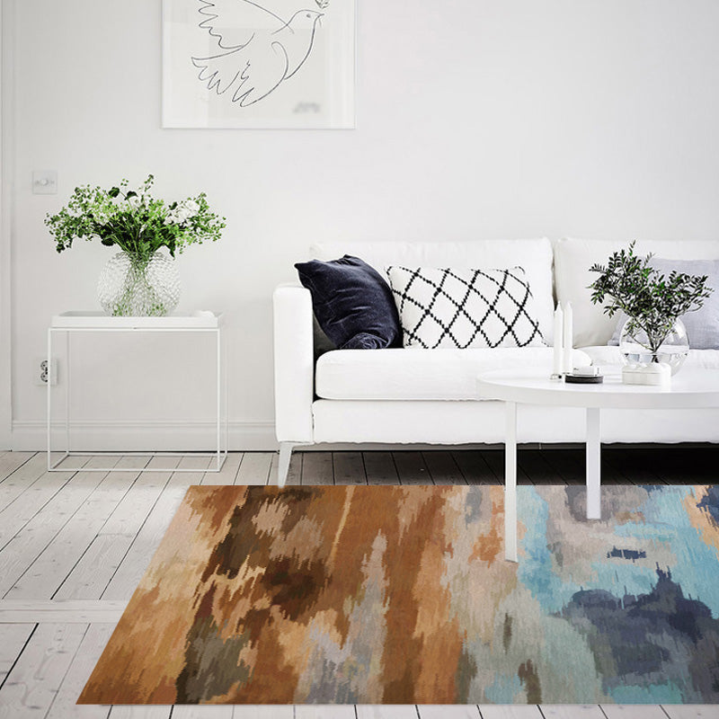 Stylischer Modernismus Teppich Mehrfarbig Aquarell- und Wirbelstreifen-Muster Teppich Haustierfreundlich Rutschfest Waschbarer Teppich zur Dekoration