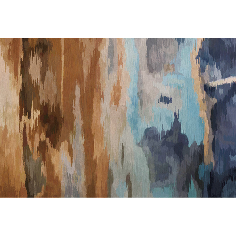 Stylischer Modernismus Teppich Mehrfarbig Aquarell- und Wirbelstreifen-Muster Teppich Haustierfreundlich Rutschfest Waschbarer Teppich zur Dekoration