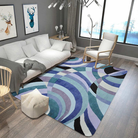 Nordic Abstract Teppich Lila Polyester Waschbar Haustierfreundlich Rutschfester Teppich für das Wohnzimmer