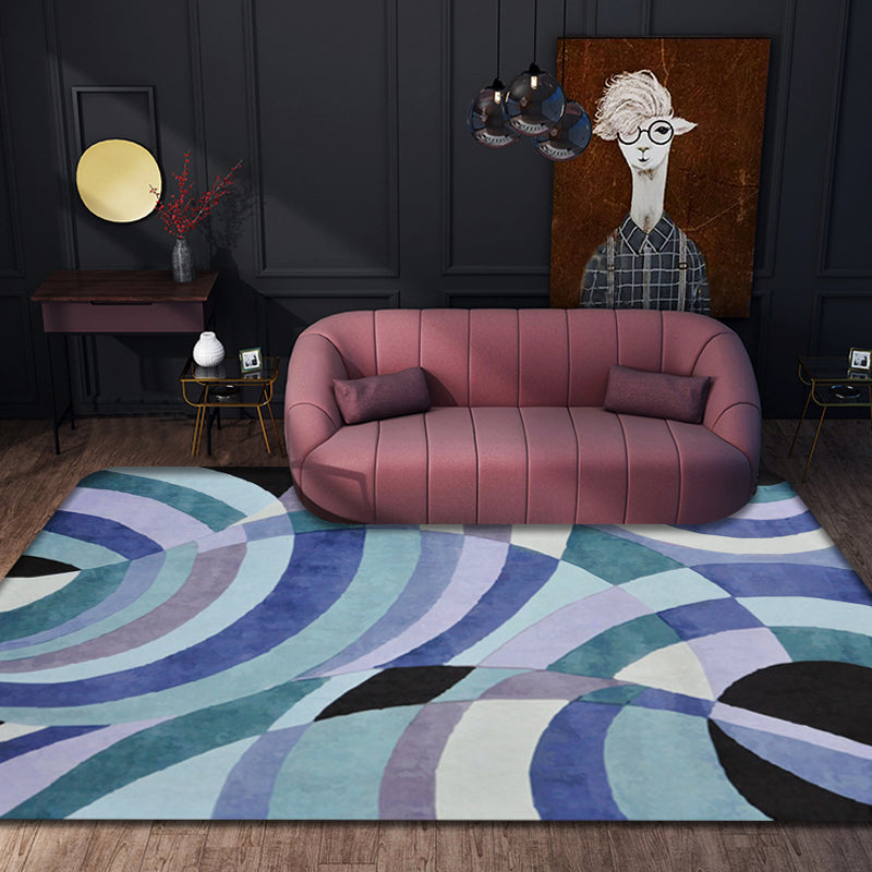 Nordic Abstract Teppich Lila Polyester Waschbar Haustierfreundlich Rutschfester Teppich für das Wohnzimmer
