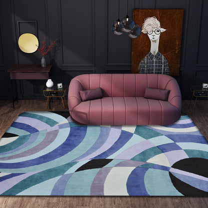 Nordic Abstract Teppich Lila Polyester Waschbar Haustierfreundlich Rutschfester Teppich für das Wohnzimmer