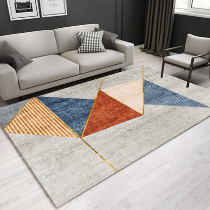 Lässiger zeitgenössischer Teppich Bunt geometrisches und gestreiftes Muster Waschbarer haustierfreundlicher rutschfester Teppich für das Wohnzimmer