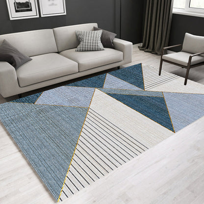 Lässiger zeitgenössischer Teppich Bunt geometrisches und gestreiftes Muster Waschbarer haustierfreundlicher rutschfester Teppich für das Wohnzimmer