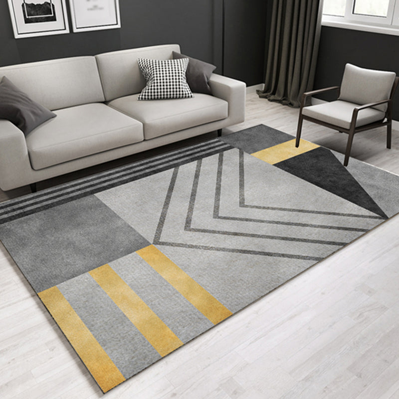 Lässiger zeitgenössischer Teppich Bunt geometrisches und gestreiftes Muster Waschbarer haustierfreundlicher rutschfester Teppich für das Wohnzimmer