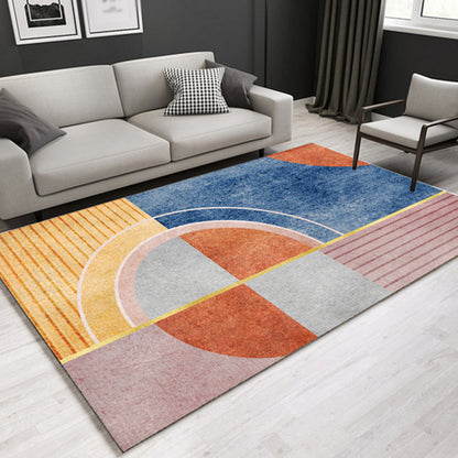 Lässiger zeitgenössischer Teppich Bunt geometrisches und gestreiftes Muster Waschbarer haustierfreundlicher rutschfester Teppich für das Wohnzimmer