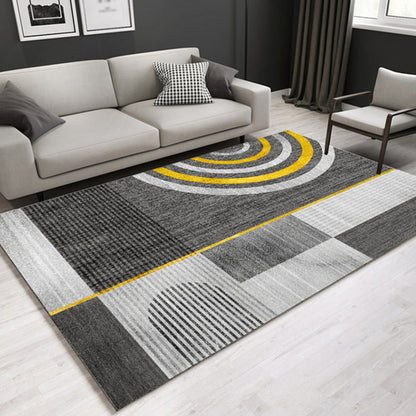 Lässiger zeitgenössischer Teppich Bunt geometrisches und gestreiftes Muster Waschbarer haustierfreundlicher rutschfester Teppich für das Wohnzimmer