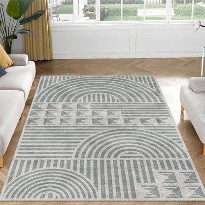 Kreativer moderner Teppich Polyester geometrisches und Streifenmuster Teppich waschbar haustierfreundlicher rutschfester Teppich für das Wohnzimmer