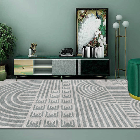 Kreativer moderner Teppich Polyester geometrisches und Streifenmuster Teppich waschbar haustierfreundlicher rutschfester Teppich für das Wohnzimmer