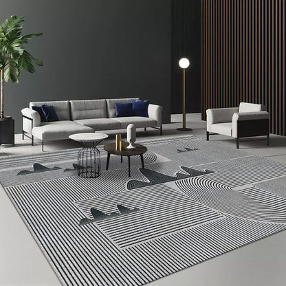 Stylischer Modernismus Teppich Bunt Gestreiftes Muster Teppich Haustierfreundlich Rutschfest Waschbarer Teppich für Dekoration