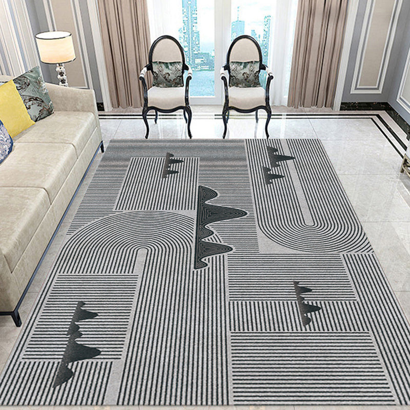 Stylischer Modernismus Teppich Bunt Gestreiftes Muster Teppich Haustierfreundlich Rutschfest Waschbarer Teppich für Dekoration