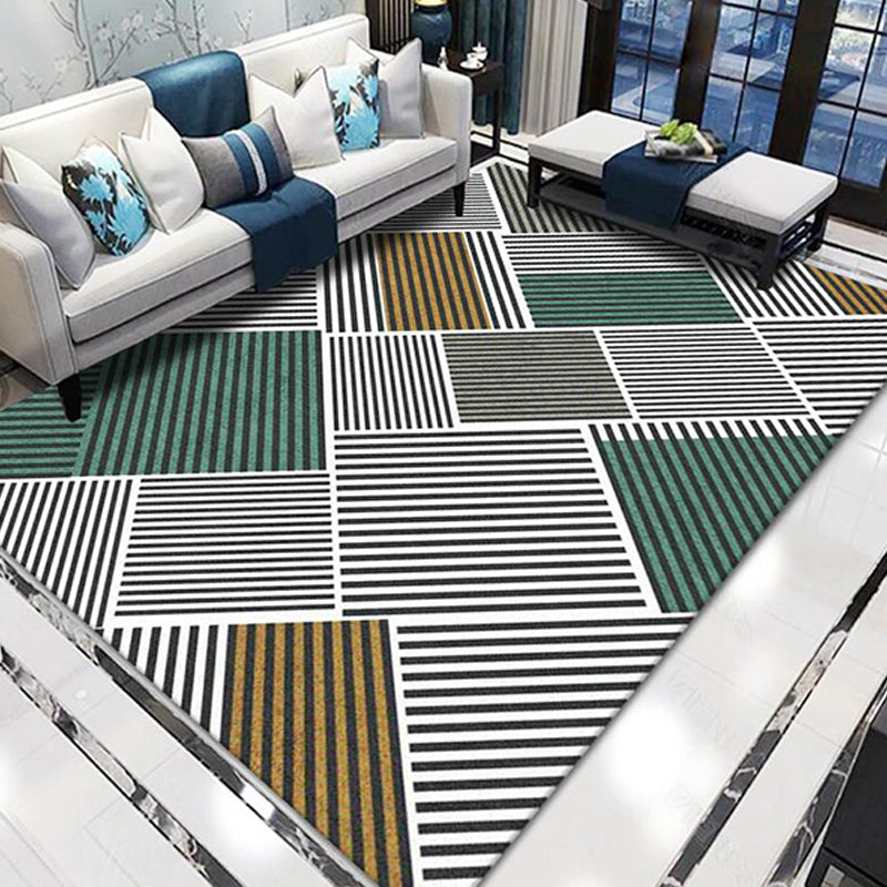 Stylischer Modernismus Teppich Bunt Gestreiftes Muster Teppich Haustierfreundlich Rutschfest Waschbarer Teppich für Dekoration