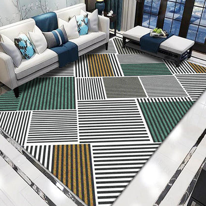 Stylischer Modernismus Teppich Bunt Gestreiftes Muster Teppich Haustierfreundlich Rutschfest Waschbarer Teppich für Dekoration
