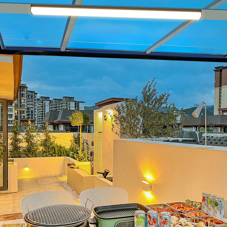 Moderne minimalistische lange rechteckige Aluminium-PC-LED-Einbau-Deckenleuchten für den Außenbereich patio