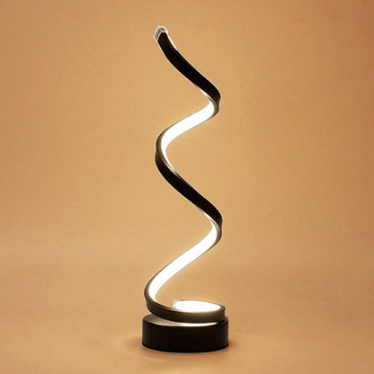 Spiral Ribbon Metall Tischlampe Einfachheit Schwarz/Weiß/Gold LED Arbeitsbeleuchtung mit runder Basis in Warm/Weiß Licht