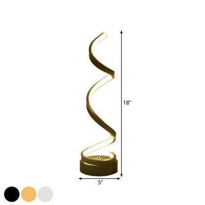 Spiral Ribbon Metall Tischlampe Einfachheit Schwarz/Weiß/Gold LED Arbeitsbeleuchtung mit runder Basis in Warm/Weiß Licht