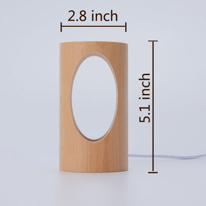 Japanische Massivholz rechteckige Säulen-LED Nachttischlampe USB Tischlampe