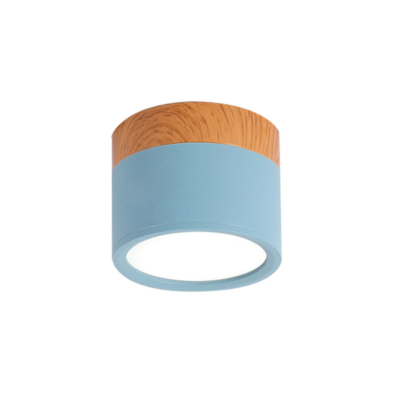 Moderne Macaron Deckenlampe – Kompakte Metall-/Holz-Deckenleuchte für Küche und Bar in Gelb, Heim Zeile und Heim Zeileack
