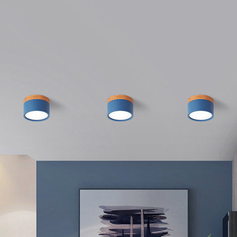 Moderne Macaron Deckenlampe – Kompakte Metall-/Holz-Deckenleuchte für Küche und Bar in Gelb, Heim Zeile und Heim Zeileack