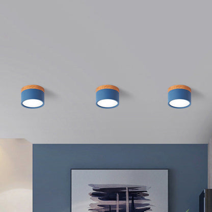 Moderne Macaron Deckenlampe – Kompakte Metall-/Holz-Deckenleuchte für Küche und Bar in Gelb, Heim Zeile und Heim Zeileack