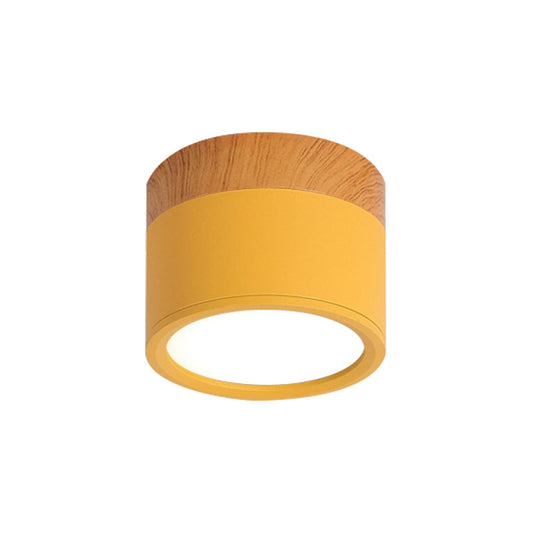 Moderne Macaron Deckenlampe – Kompakte Metall-/Holz-Deckenleuchte für Küche und Bar in Gelb, Heim Zeile und Heim Zeileack