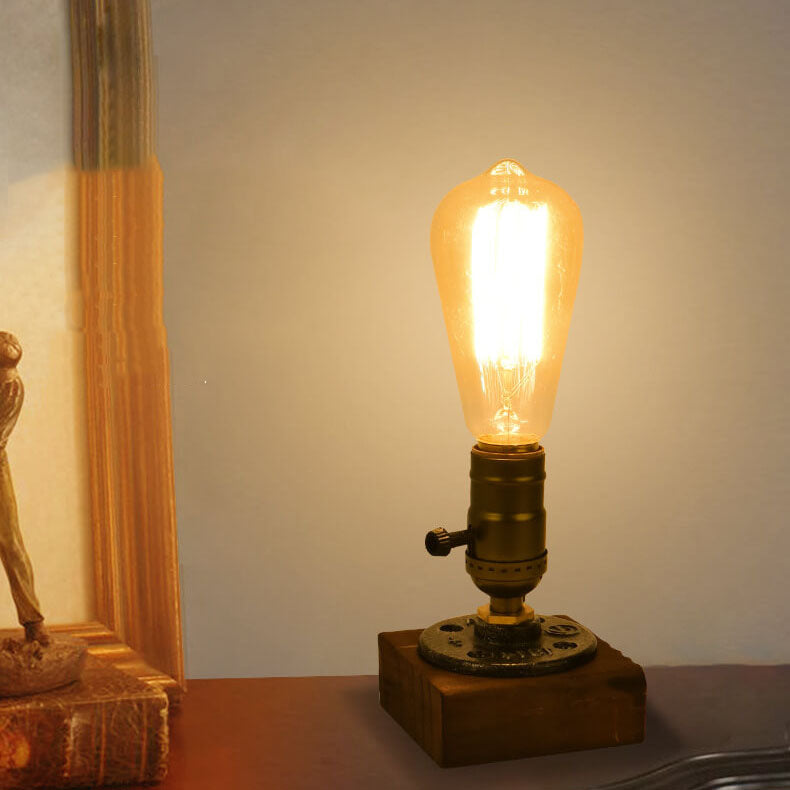 Vintage Industrial Iron Bulb 1-Licht Tischlampe