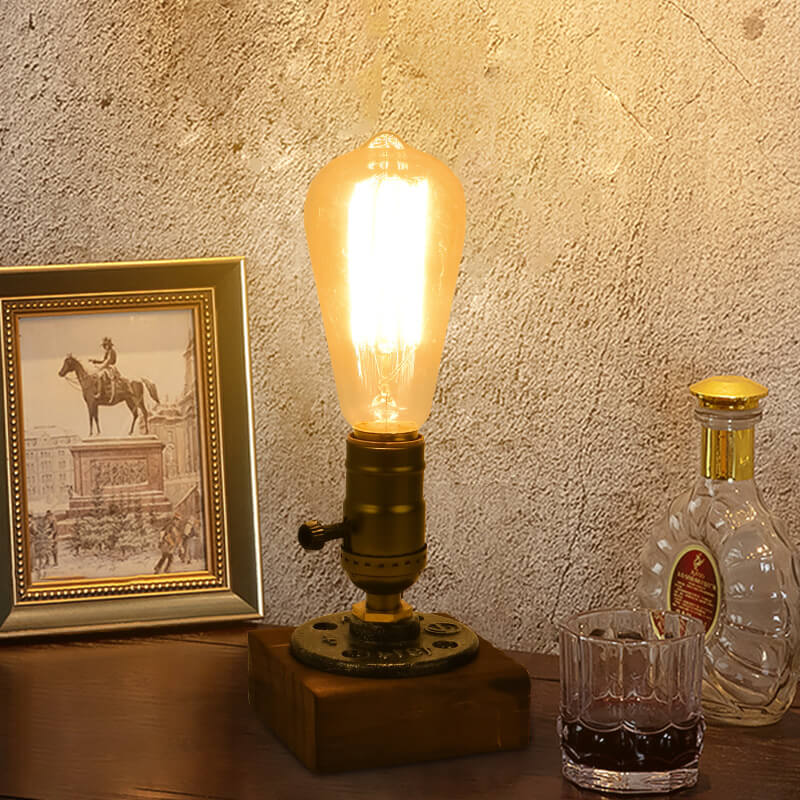 Vintage Industrial Iron Bulb 1-Licht Tischlampe