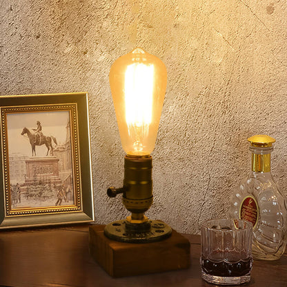 Vintage Industrial Iron Bulb 1-Licht Tischlampe