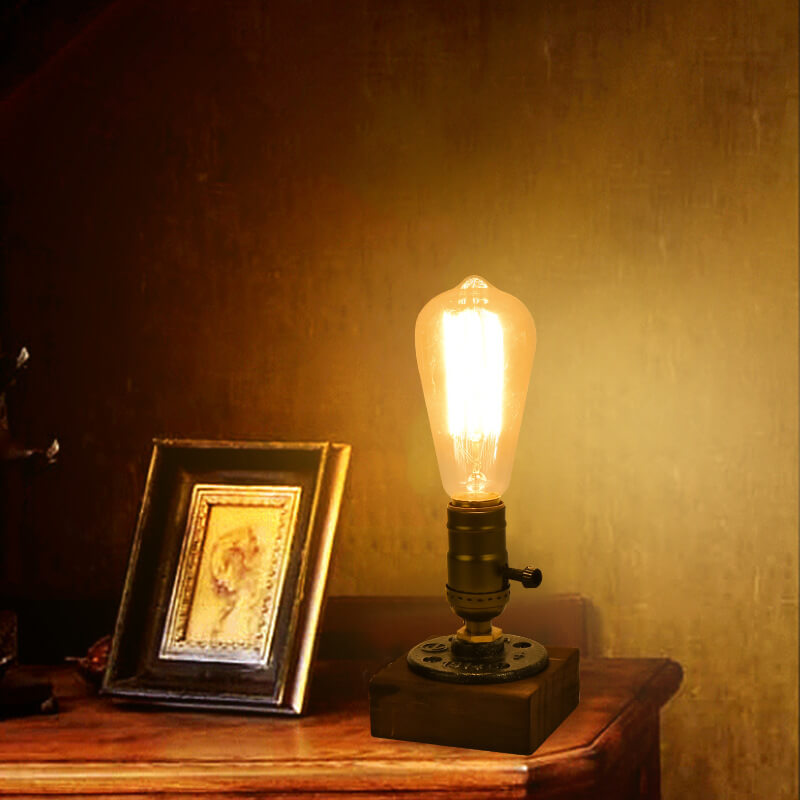 Vintage Industrial Iron Bulb 1-Licht Tischlampe