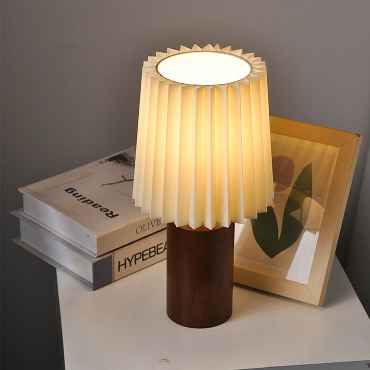 Vintage Korean Fold Column Massivholz-Basis 1-Licht Tischlampe