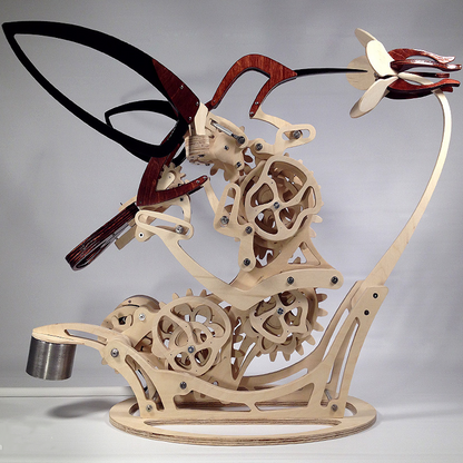 Holz Kinetische Kolibris Skulptur