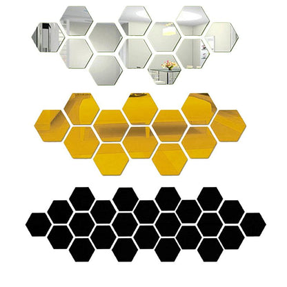 Heim Zeile | Hexagon Spiegel Wandaufkleber