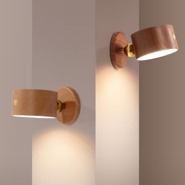 Einfaches Holz-USB-wiederaufladbares berührungsempfindliches magnetisches LED-Nachtlicht Wandleuchtenlampe