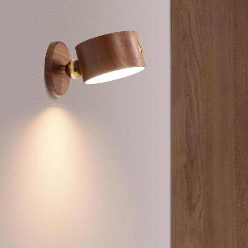 Einfaches Holz-USB-wiederaufladbares berührungsempfindliches magnetisches LED-Nachtlicht Wandleuchtenlampe