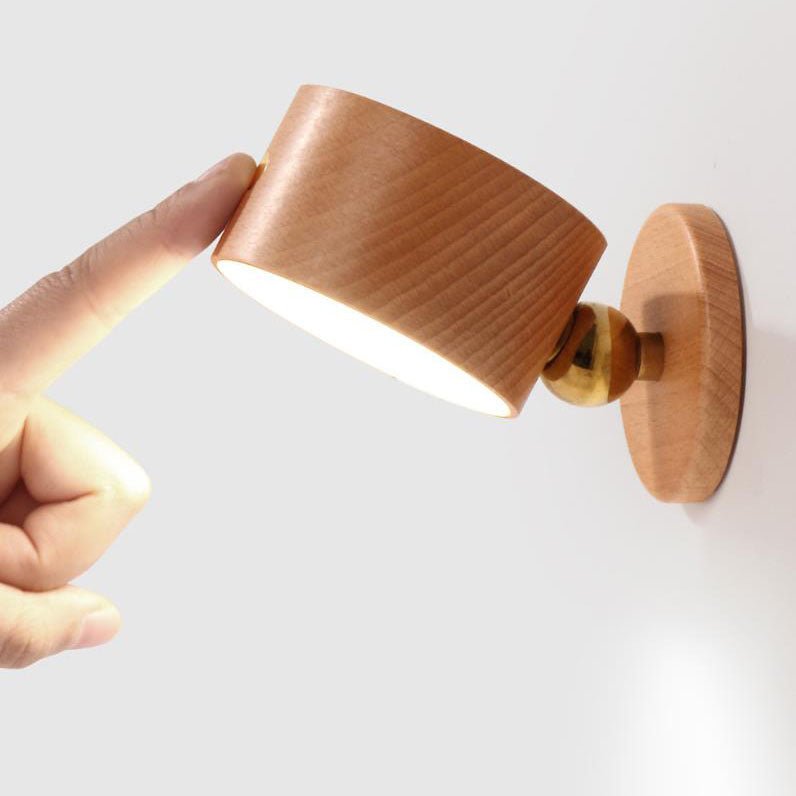 Einfaches Holz-USB-wiederaufladbares berührungsempfindliches magnetisches LED-Nachtlicht Wandleuchtenlampe